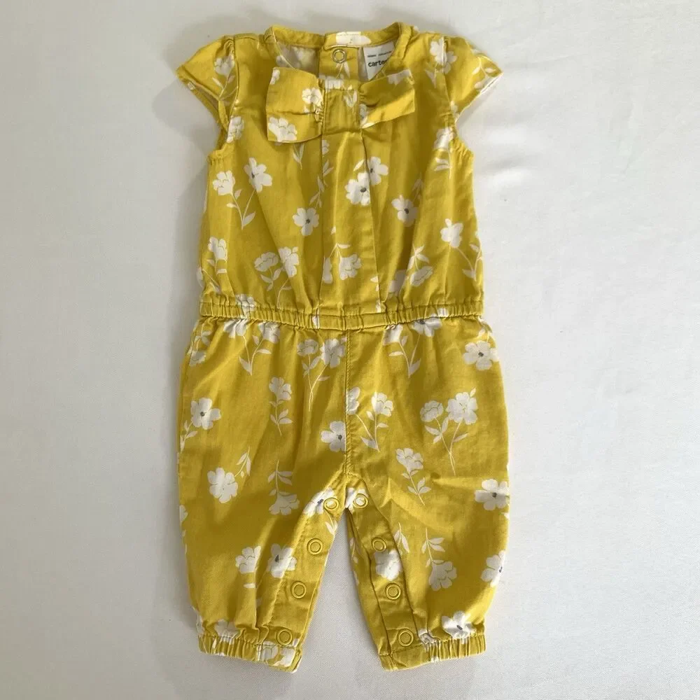 Carters Jumpsuit‎ Romper Baby Girl Newborn Yellow Floral Play Boho Cute Colorful